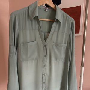 Express Portofino Shirt Size M light sage green